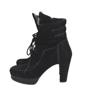 Guido Sgariglia Black Suede High Heeled Ankle Boots Womens Size EU 38